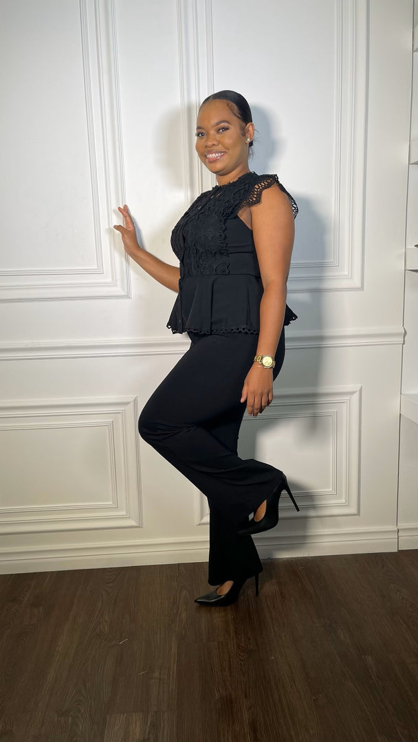 Diamond Eyelet Peplum Top