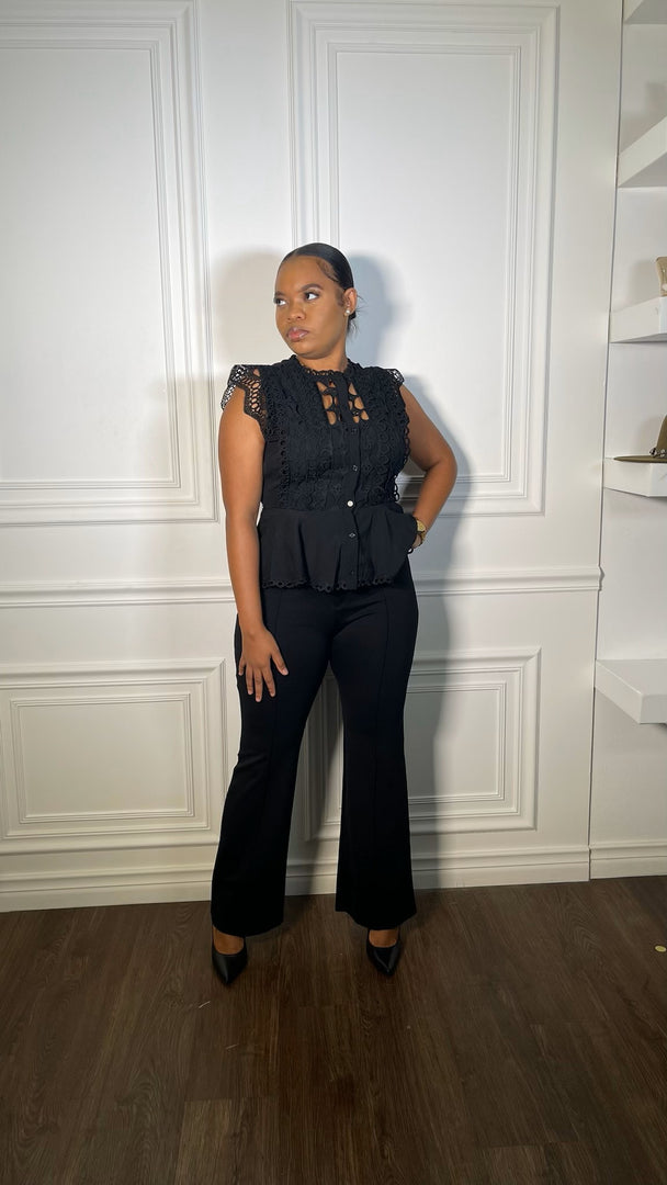 Diamond Eyelet Peplum Top