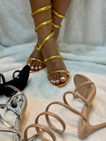 Nikia-223 Gold Wraparound Heels