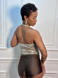 Milanie Cowl Neck Sheer Top