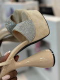 Lolla Nude Rhinestone ChunkyHeel