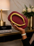 Leather Metal Handle Sleek Purse