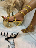 Nikia-223 Gold Wraparound Heels