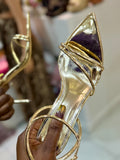 Laucia-56 Gold Strappy Heels