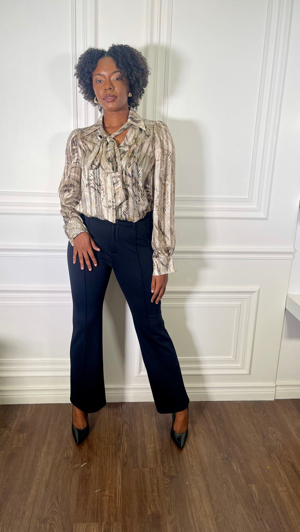 Oza Animal Lurex L/Sleeve Blouse
