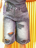 Heatwave Ripped Rhinestone Jorts