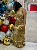 Luxe Amara Gold Layered Maxi Dress