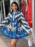 Blue-Royalty Floral Mini Dress