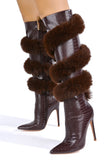 Yulia Brown Furr Boots
