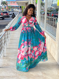 Dubai Floral Print Maxi Dress