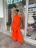 German Draped Halter Top Pants Set