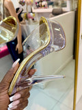 Mafia Clear Top Gold Heels