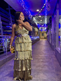 Luxe Amara Gold Layered Maxi Dress
