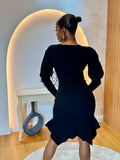 Tanda Ribbed Puff Sleeve Dress