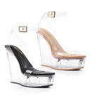 Crystal Glass Doll Wedge Heels