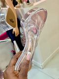Mafia Clear Top Silver Heels