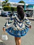 Blue-Royalty Floral Mini Dress