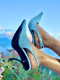 Stuzzy-1 Pointed Heel - Denim