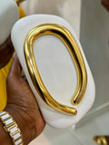 Leather Metal Handle Sleek Purse