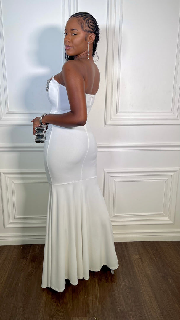Royal Rhinestones Bust Maxi Dress