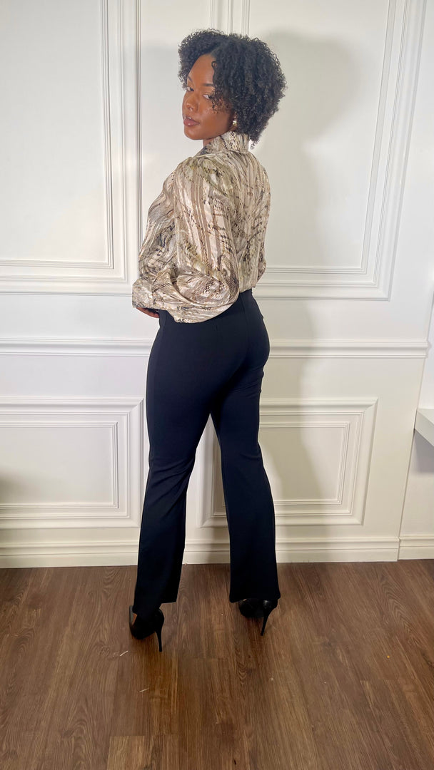Oza Animal Lurex L/Sleeve Blouse