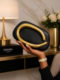 Leather Metal Handle Sleek Purse