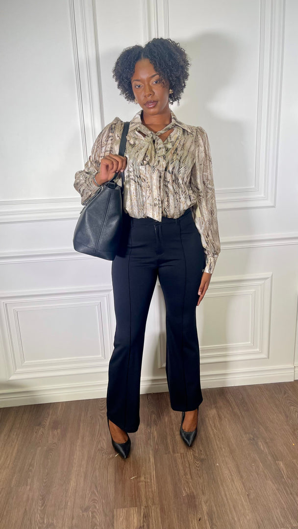 Oza Animal Lurex L/Sleeve Blouse
