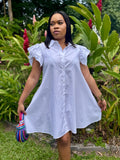 Shirring Merrow Sleeve Shirts Dress