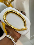 Leather Metal Handle Sleek Purse