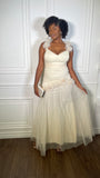 Oprah Flower Applique Mesh Maxi Dress