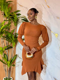 Tanda Ribbed Puff Sleeve Dress
