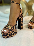 Josy-12 Gold Chunky Heel
