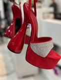 Lolla Red Rhinestone ChunkyHeel