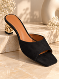 Garza-1 Black Low Heel Sandal