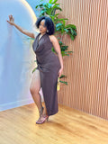 Carolyn Metallic Cowl Neck Dress
